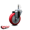 Service Caster 4'' Red Polyurethane Wheel Swivel 7/16'' Grip Ring Stem Caster SCC-GR20S414-PPUB-RED-716138